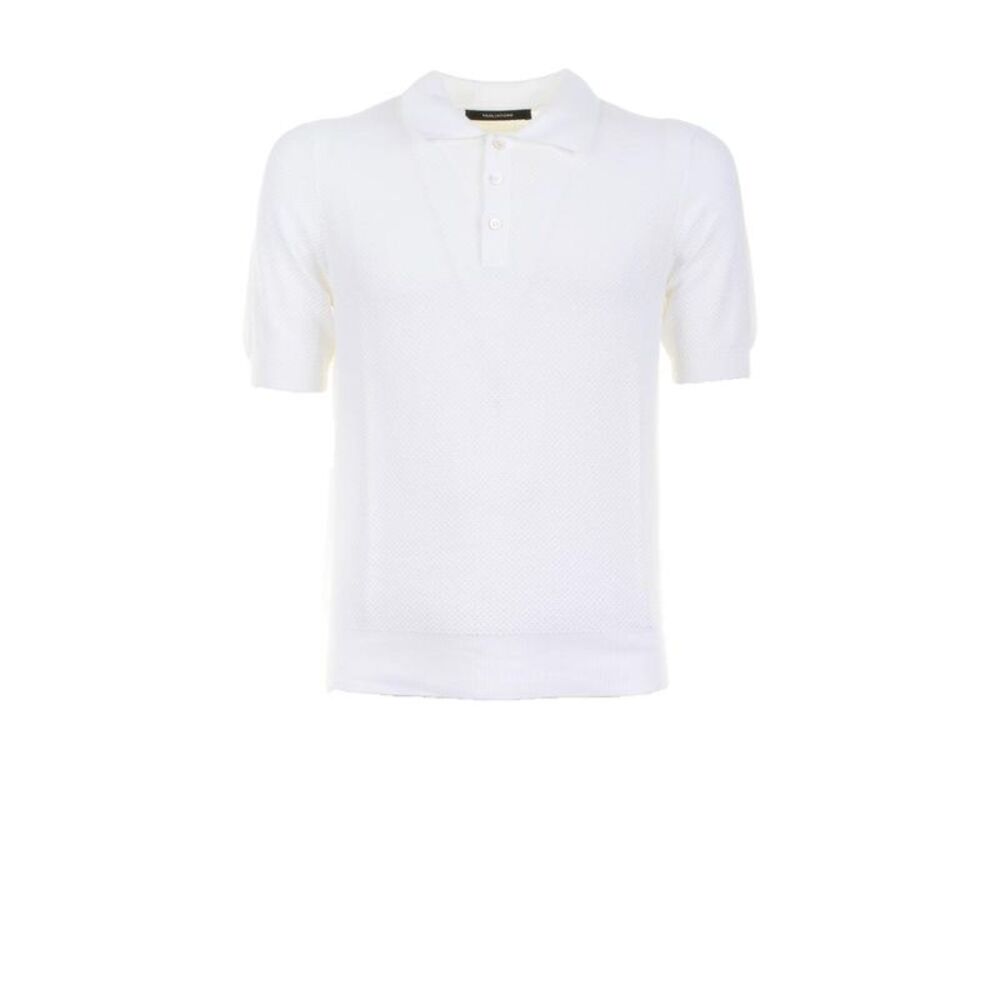 TAGLIATORE Men's Textured Knit Polo Shirt Men WHITE T-Shirts